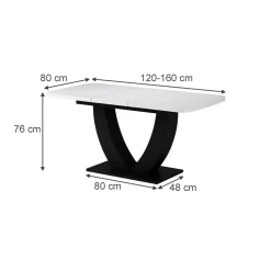 Esstisch Fenaro Weiß/Schwarz 120 x 80 cm ausziehbar Vicco