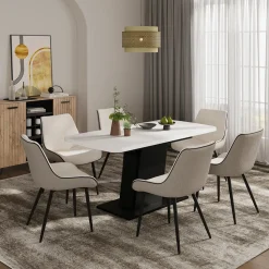 Esstisch Fenaro Weiß/Schwarz 120 x 80 cm ausziehbar Vicco