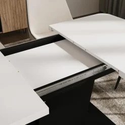 Esstisch Fenaro Weiß/Schwarz 120 x 80 cm ausziehbar Vicco