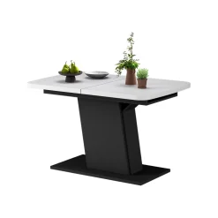 Esstisch Fenaro Weiß/Schwarz 120 x 80 cm ausziehbar Vicco