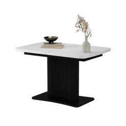Esstisch Fenaro Weiß/Schwarz 120 x 80 cm ausziehbar Vicco