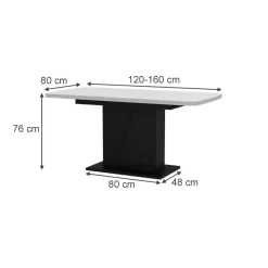 Esstisch Fenaro Weiß/Schwarz 120 x 80 cm ausziehbar Vicco