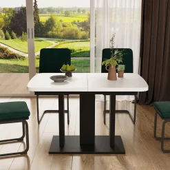 Esstisch Fenaro Weiß/Schwarz 120 x 80 cm 2 Teile Vicco