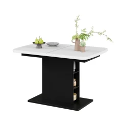 Esstisch Fenaro Weiß/Schwarz 120 x 80 cm mit offenen Fächern Vicco