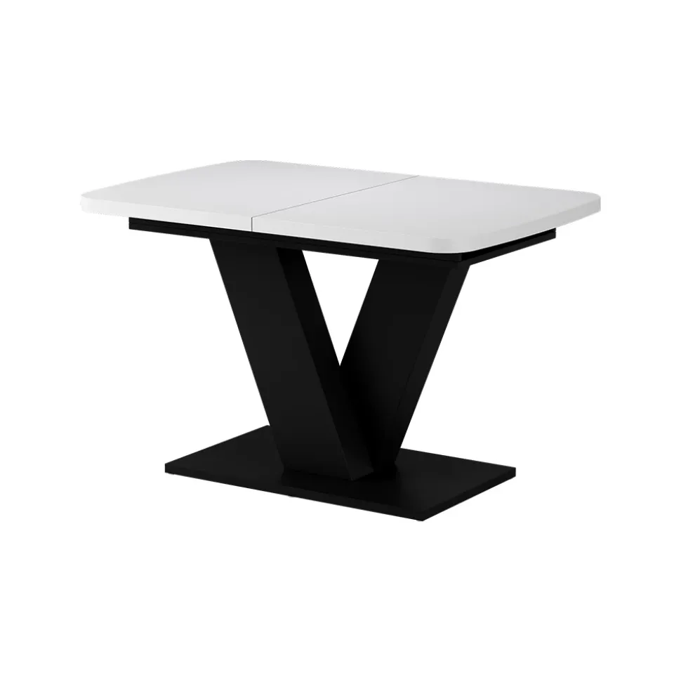 Esstisch Fenaro Weiß/Schwarz 120 x 80 cm ausziehbar Vicco