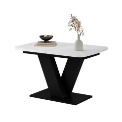 Esstisch Fenaro Weiß/Schwarz 120 x 80 cm ausziehbar Vicco