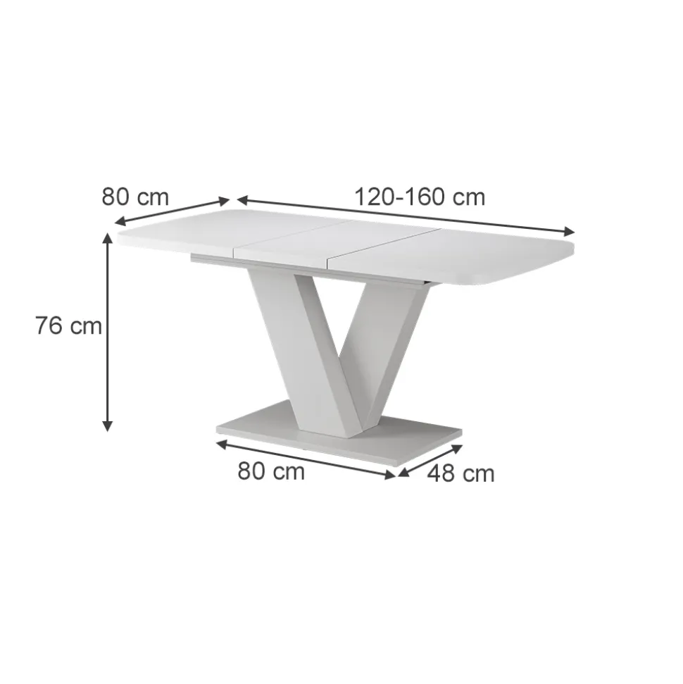 Esstisch Fenaro Weiß/Weiß 120 x 80 cm ausziehbar Vicco