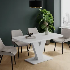 Esstisch Fenaro Weiß/Weiß 120 x 80 cm ausziehbar Vicco