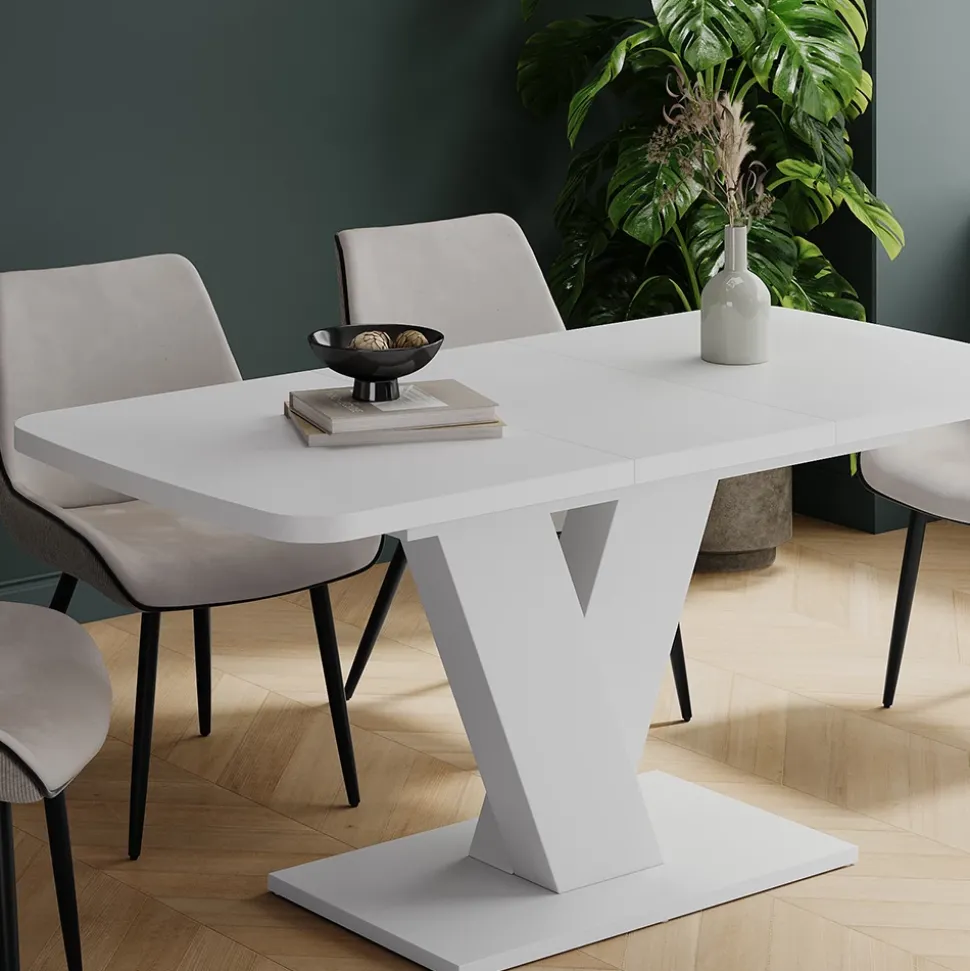 Esstisch Fenaro Weiß/Weiß 120 x 80 cm ausziehbar Vicco