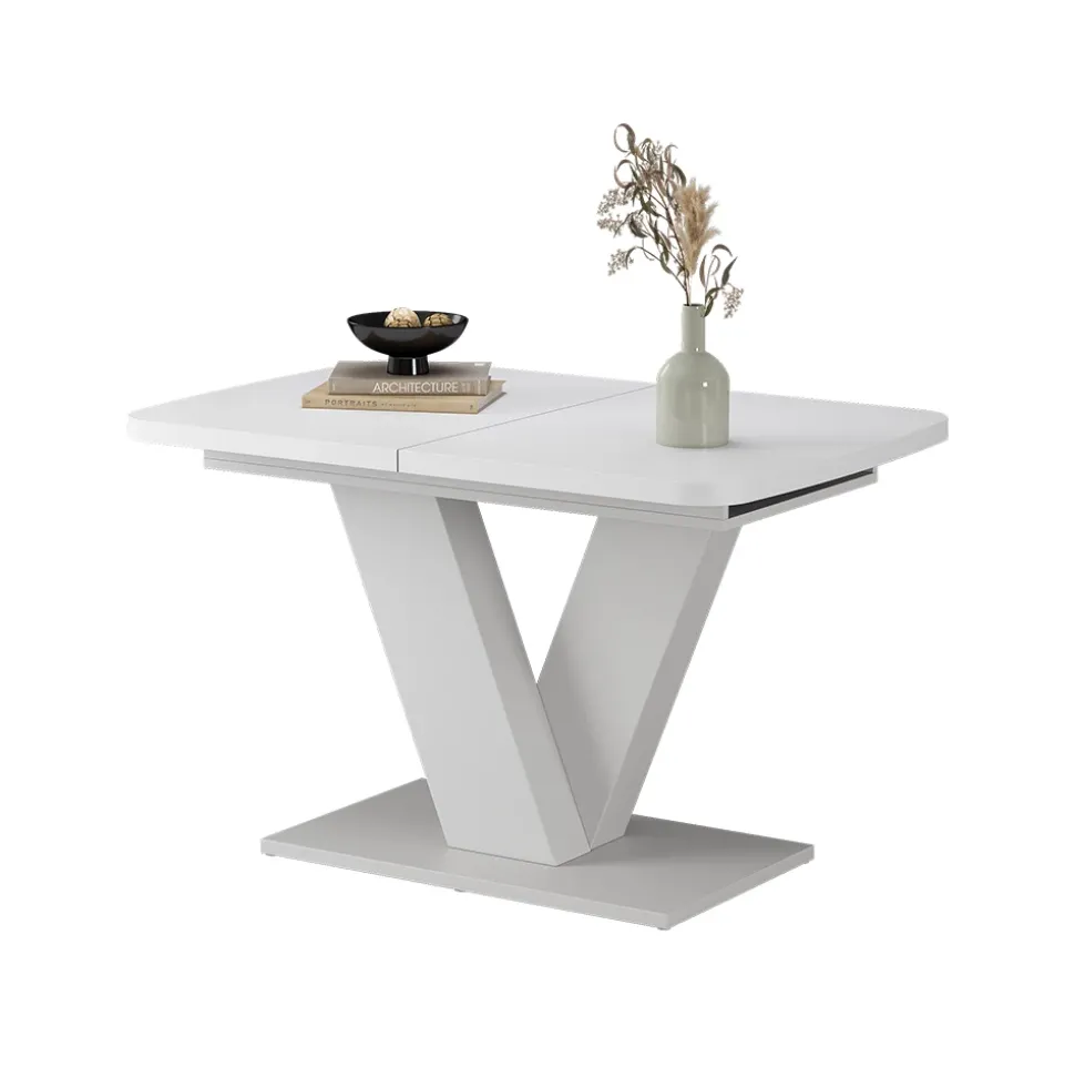 Esstisch Fenaro Weiß/Weiß 120 x 80 cm ausziehbar Vicco