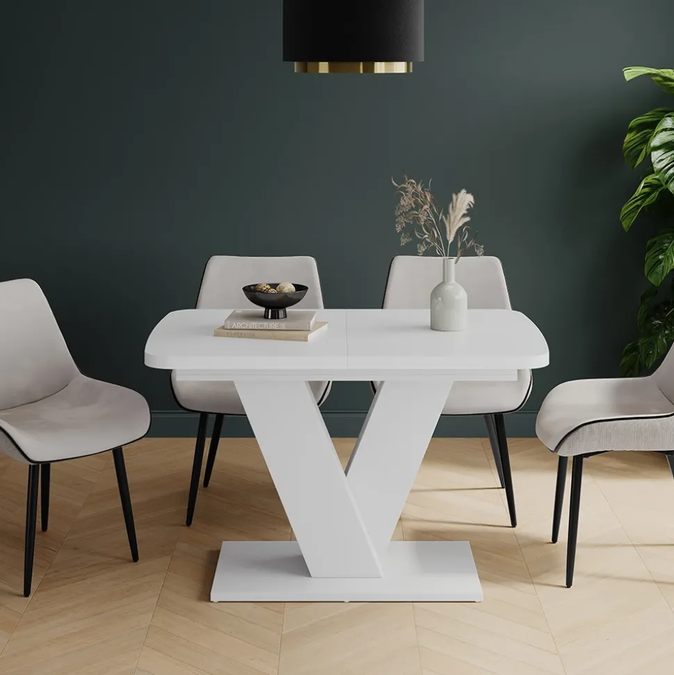 Esstisch Fenaro Weiß/Weiß 120 x 80 cm ausziehbar Vicco