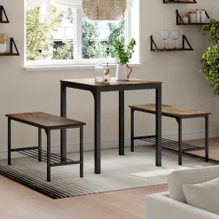 Esstisch Fyrk Schwarz/Eiche rustikal 70 x 70 cm Vicco