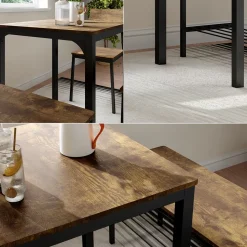 Esstisch Fyrk Schwarz/Eiche rustikal 70 x 70 cm Vicco