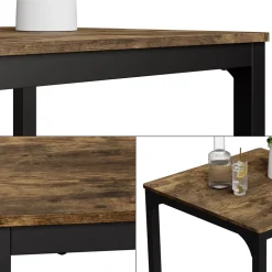 Esstisch Fyrk Schwarz/Eiche rustikal 70 x 70 cm Vicco