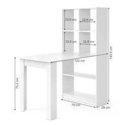 Esstisch Gael Weiß 70 x 122 cm mit 6 Fächern Vicco
