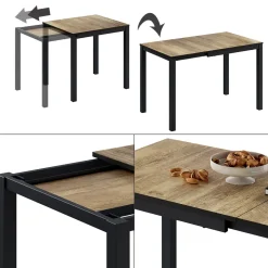 Esstisch Granny Eiche rustikal/Anthrazit 120 x 70 cm ausziehbar Vicco