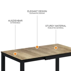 Esstisch Granny Eiche rustikal/Anthrazit 120 x 70 cm ausziehbar Vicco