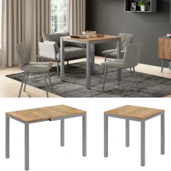 Esstisch Granny Eiche/Grau 120 x 70 cm ausziehbar Vicco