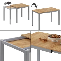 Esstisch Granny Eiche/Grau 120 x 70 cm ausziehbar Vicco