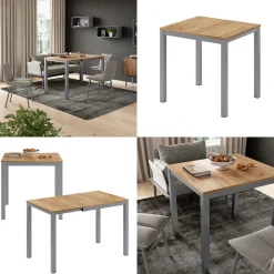 Esstisch Granny Eiche/Grau 120 x 70 cm ausziehbar Vicco