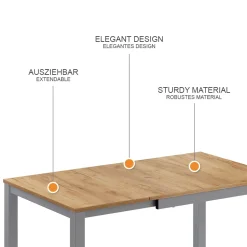 Esstisch Granny Eiche/Grau 120 x 70 cm ausziehbar Vicco