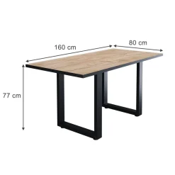 Esstisch Livorno Schwarz/Goldkraft Eiche 160 x 80 cm Vicco