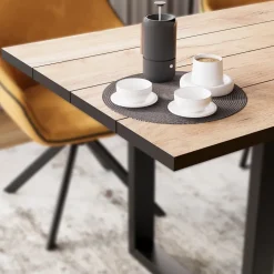 Esstisch Livorno Schwarz/Goldkraft Eiche 160 x 80 cm Vicco