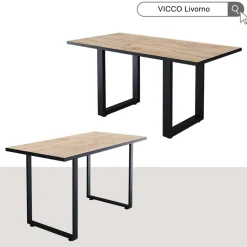 Esstisch Livorno Schwarz/Goldkraft Eiche 160 x 80 cm Vicco