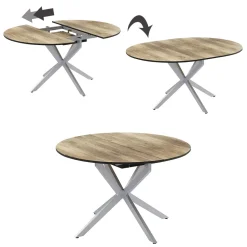 Esstisch Loyd Eiche rustikal/Grau 120 x 76.5 cm ausziehbar Vicco