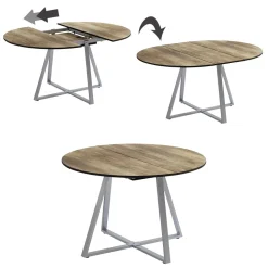 Esstisch Loyd Eiche rustikal/Grau 120 x 120 cm ausziehbar Vicco