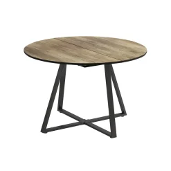 Esstisch Loyd Eiche rustikal/Schwarz 120 x 120 cm ausziehbar Vicco