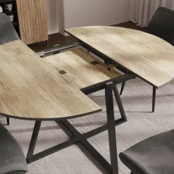 Esstisch Loyd Eiche rustikal/Schwarz 120 x 120 cm ausziehbar Vicco