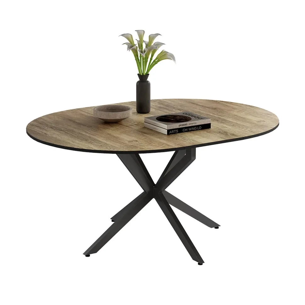 Esstisch Loyd Schwarz/Eiche rustikal 120 x 76.5 cm ausziehbar Vicco