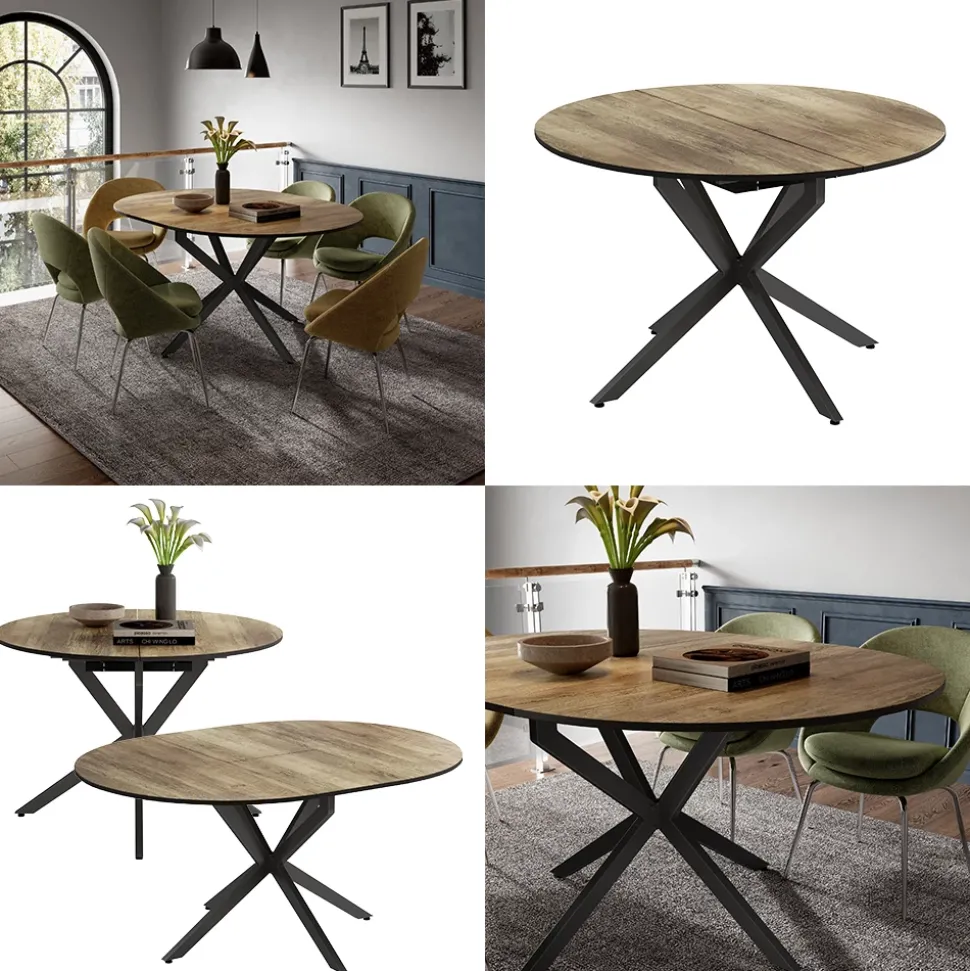 Esstisch Loyd Schwarz/Eiche rustikal 120 x 76.5 cm ausziehbar Vicco