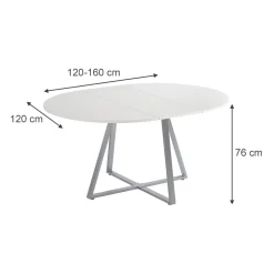 Esstisch Loyd Weiß/Grau 120 x 120 cm ausziehbar Vicco