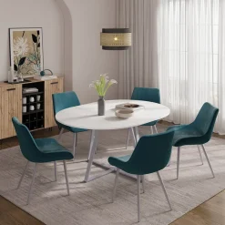 Esstisch Loyd Weiß/Grau 120 x 120 cm ausziehbar Vicco