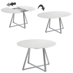 Esstisch Loyd Weiß/Grau 120 x 120 cm ausziehbar Vicco