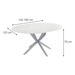 Esstisch Loyd Weiß/Grau 120 x 120 cm ausziehbar Vicco