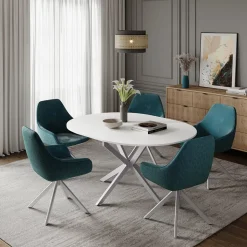 Esstisch Loyd Weiß/Grau 120 x 120 cm ausziehbar Vicco