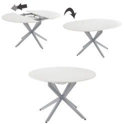 Esstisch Loyd Weiß/Grau 120 x 120 cm ausziehbar Vicco