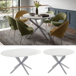 Esstisch Loyd Weiß/Grau 120 x 76.5 cm ausziehbar Vicco