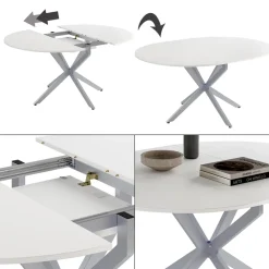 Esstisch Loyd Weiß/Grau 120 x 76.5 cm ausziehbar Vicco