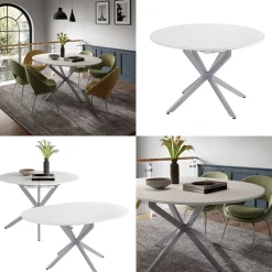 Esstisch Loyd Weiß/Grau 120 x 76.5 cm ausziehbar Vicco