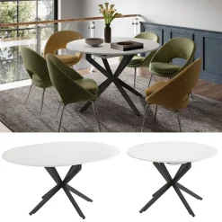 Esstisch Loyd Weiß/Schwarz 120 x 76.5 cm ausziehbar Vicco