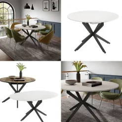 Esstisch Loyd Weiß/Schwarz 120 x 76.5 cm ausziehbar Vicco