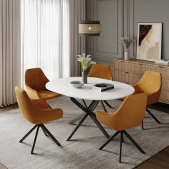 Esstisch Loyd Weiß/Schwarz 120 x 120 cm ausziehbar Vicco