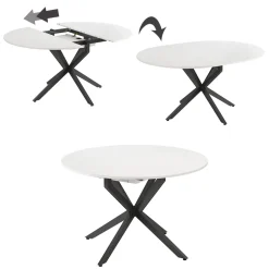 Esstisch Loyd Weiß/Schwarz 120 x 120 cm ausziehbar Vicco