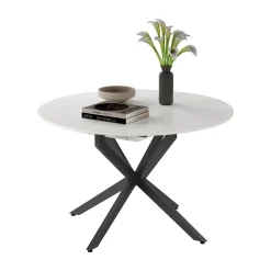 Esstisch Loyd Weiß/Schwarz 120 x 120 cm ausziehbar Vicco