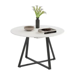 Esstisch Loyd Weiß/Schwarz 120 x 120 cm ausziehbar Vicco