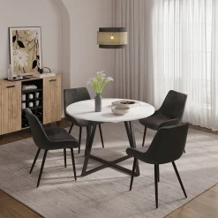 Esstisch Loyd Weiß/Schwarz 120 x 120 cm ausziehbar Vicco